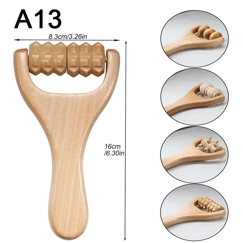 Wood Therapy Tools for Body Shaping,Wooden Massage Tools, Lymphatic Drainage Massager Body Sculpting Tools, Wooden Gua Sha Tools