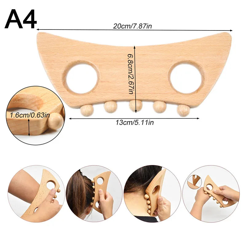 Wood Therapy Tools for Body Shaping,Wooden Massage Tools, Lymphatic Drainage Massager Body Sculpting Tools, Wooden Gua Sha Tools